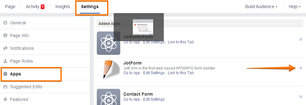 How do I remove a form from a Facebook platform?  Image 1 Screenshot 20
