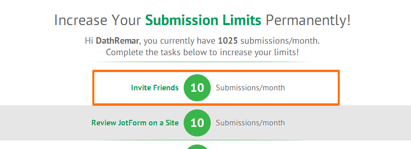 I would invite my friends to use the jot form and increase my number of submissions Screenshot 30