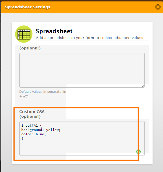 Does Spreadsheet widget have its own custom CSS? Image 1 Screenshot 20