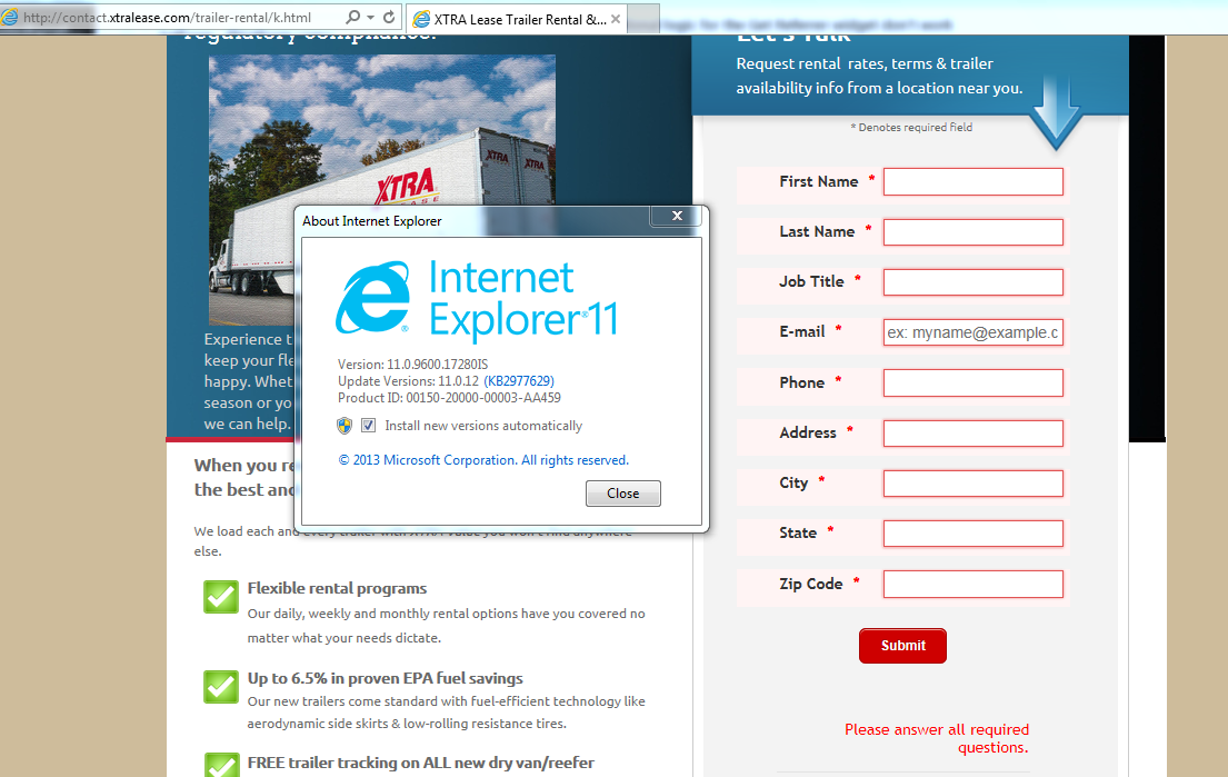 IE cuts off on the second page of the form when you try to submit without filling out any of the fields Screenshot 20