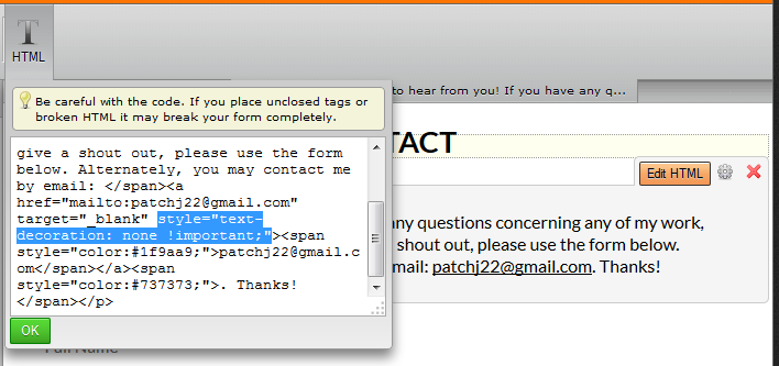  is there a way to put an email address in a text box so that it can be clicked on in the form Image 1 Screenshot 20