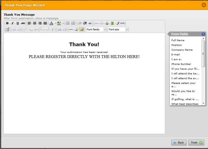 Linking a message on a thank you form Image 1 Screenshot 20