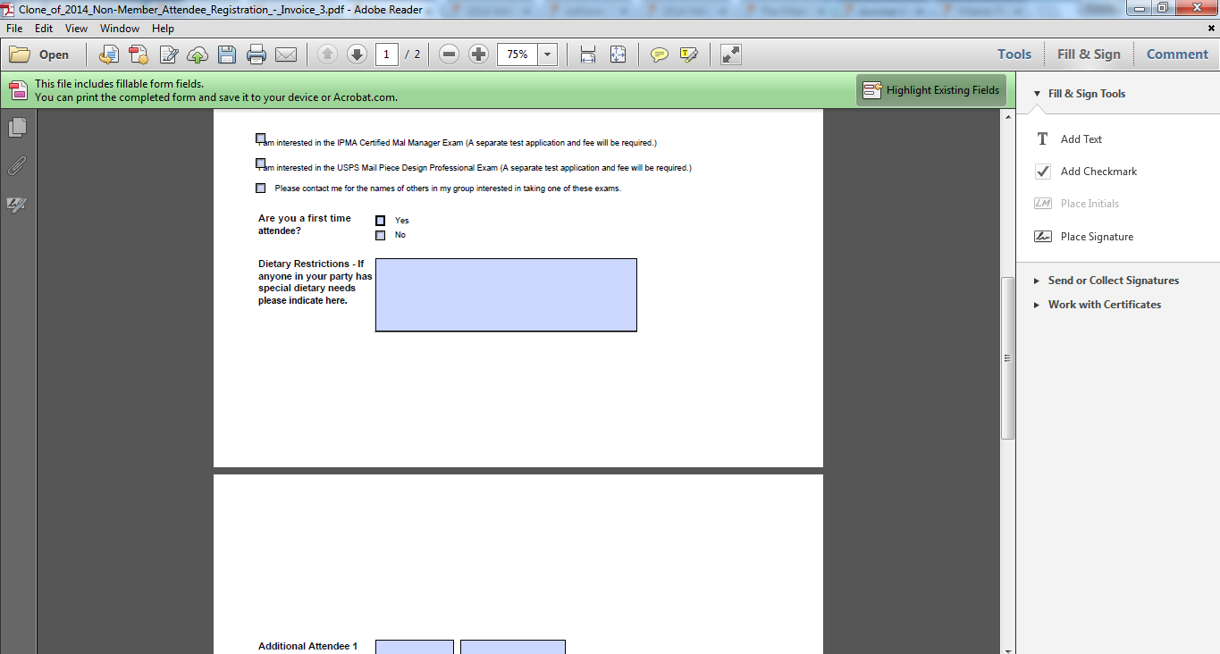 The generated fillable PDF form is missing the checkboxes and payment field Image 1 Screenshot 20