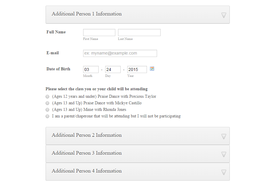 Creating a form that would allow registration of more than one person Image 1 Screenshot 40