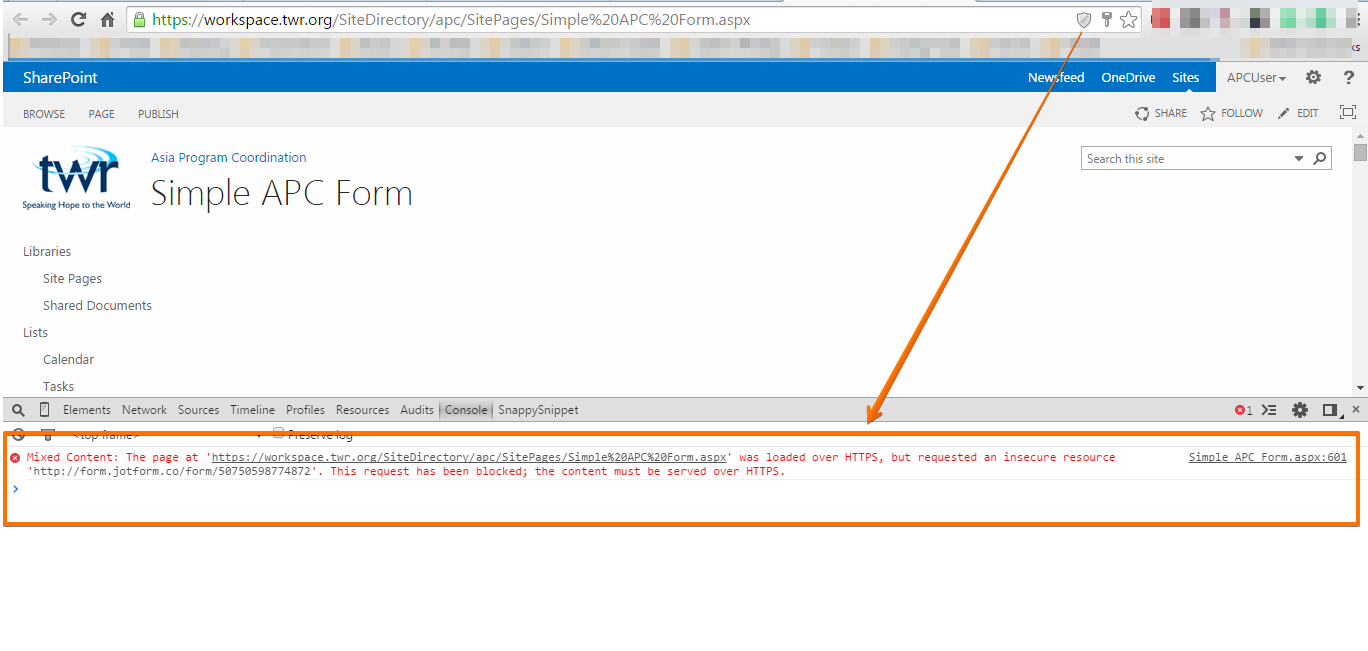 Embedded form does not display in any other browsers except Internet Explorer Image 1 Screenshot 20