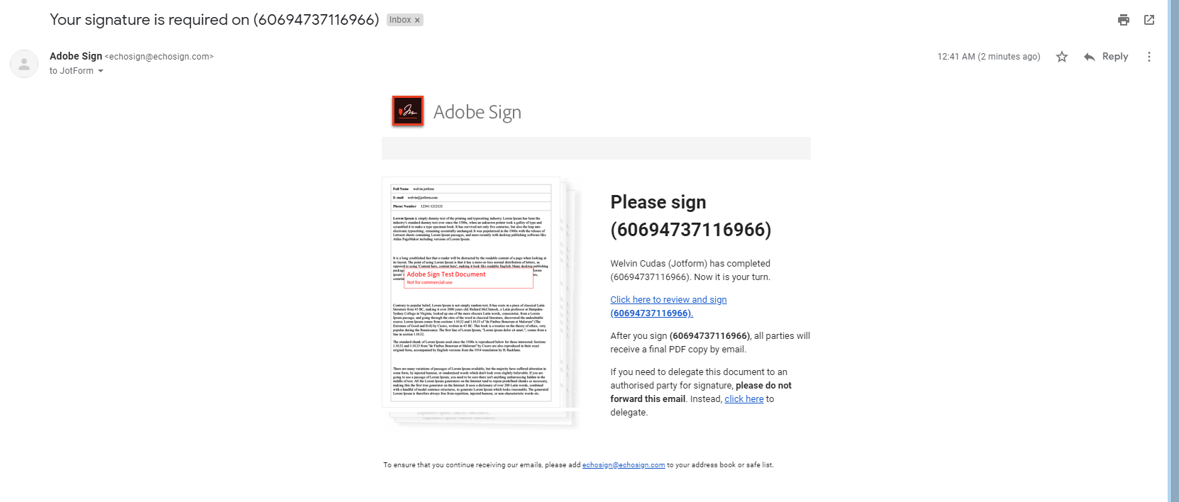 How can the form owner receive a copy of the Adobe signed document? Image 1 Screenshot 20