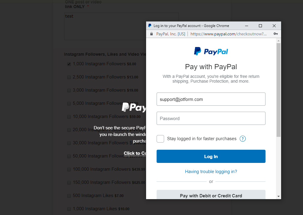 I cannot connect Paypal to my form Image 1 Screenshot 20