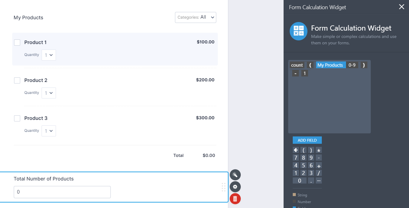 How can I add a number to the Total, not only the value