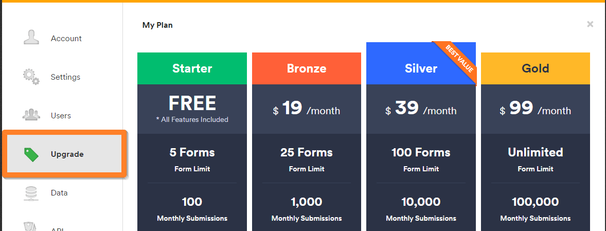 Click to enlarge Billing tab