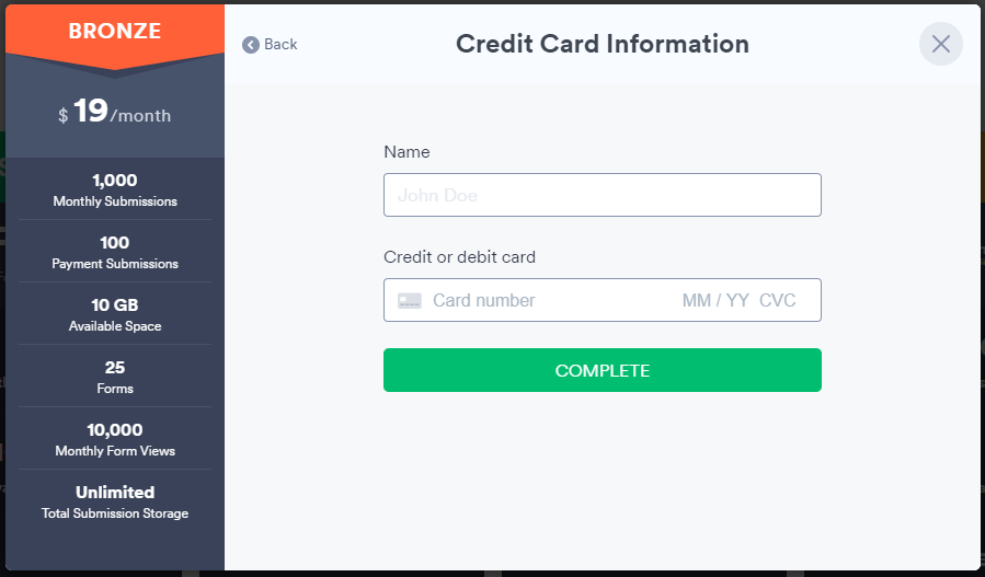 Click to enlarge Credit/Debit Card option