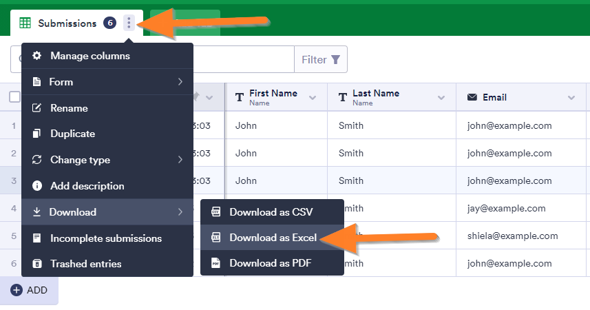 How To Export Form Data To Excel