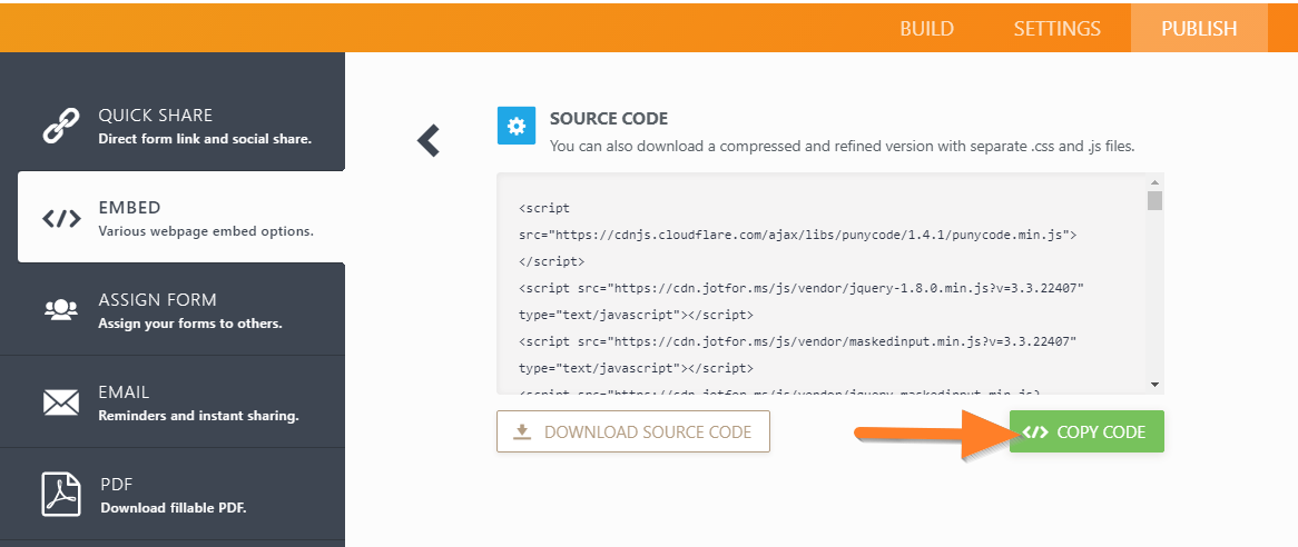 JotForm + Insiteful: embed form source code