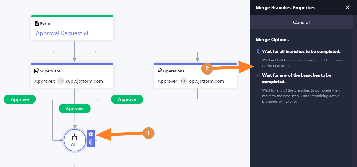 Merge Branches Element Options