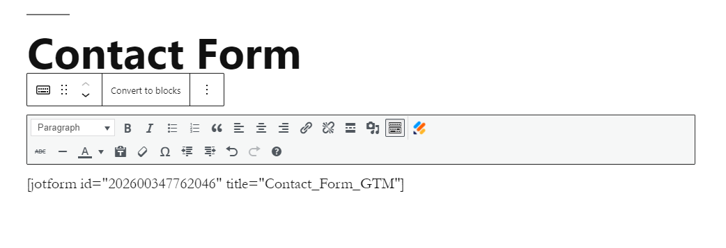 JotForm WordPress  - Contact form