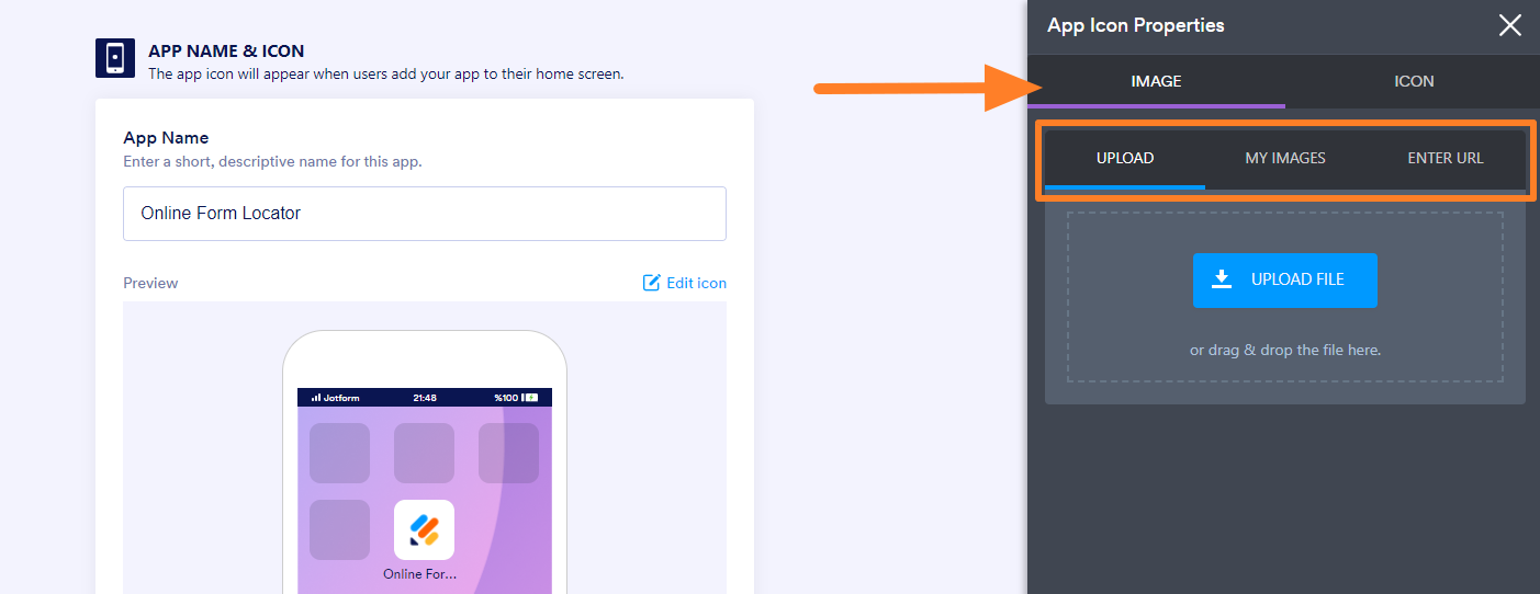 How to change the Jotform App icon into my company logo?