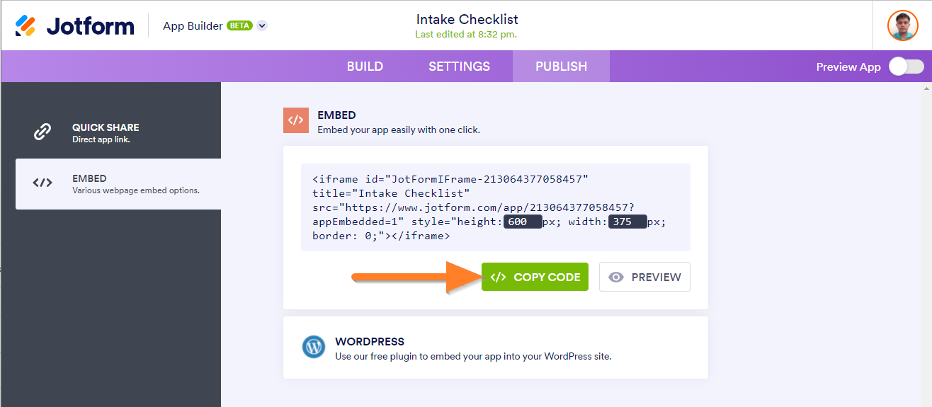 Jotform Apps - Embed App