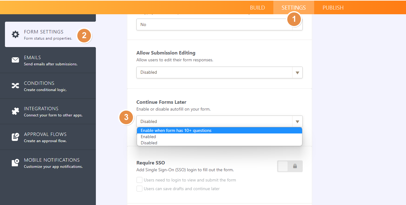 Card Form - Enable Continue Forms Later