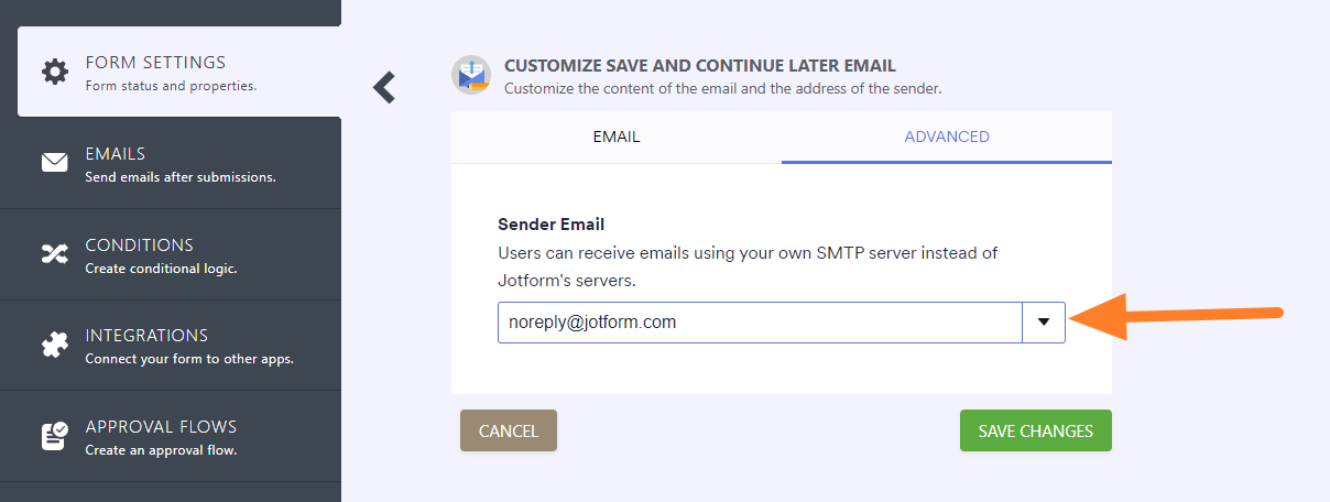 Card Form - Continue Forms Later - Custom Sender Email