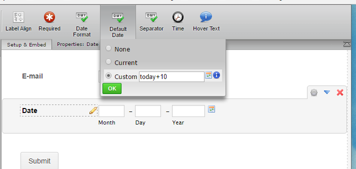 How can I have a date field with dynamic default date? Image 1 Screenshot 20