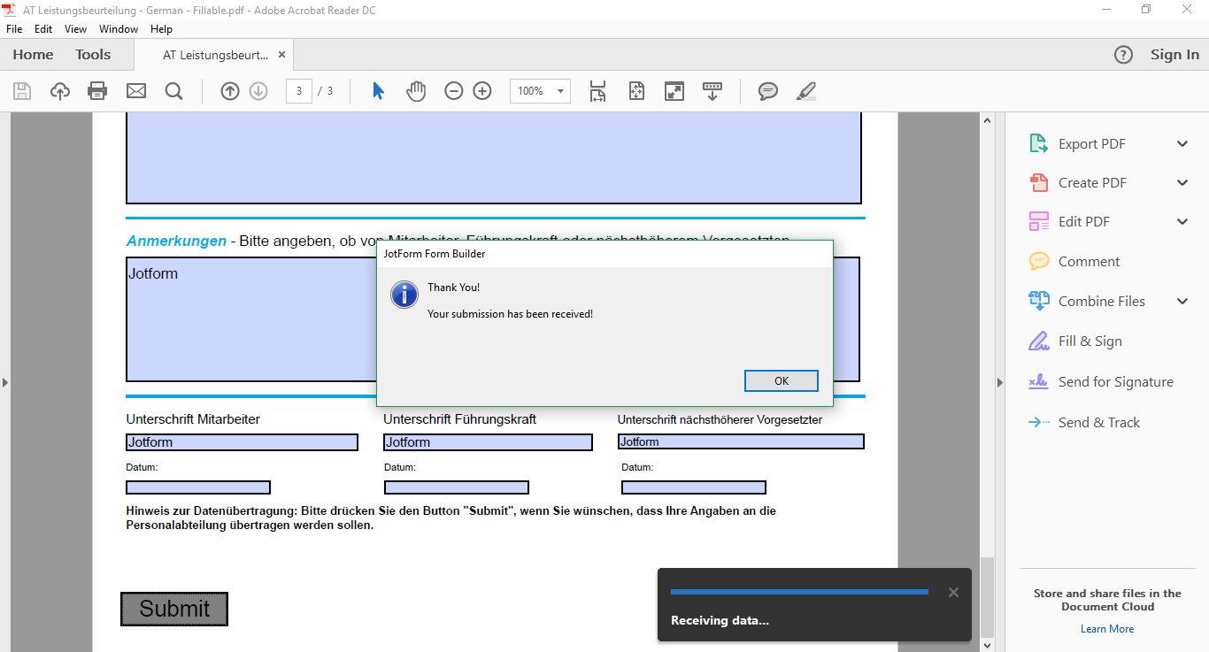 Im getting an error when submitting my fillable PDF using Adobe Acrobat on Windows 7 Image 1 Screenshot 20