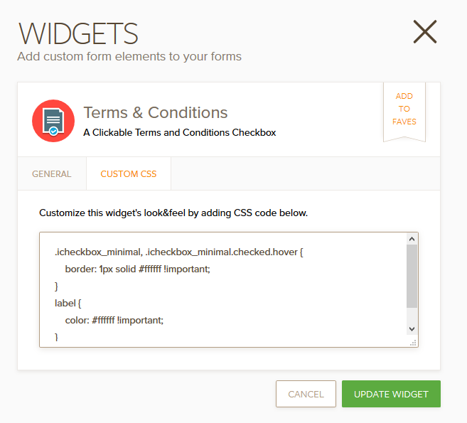 How do I fix the terms & conditions widget I added so it can be seen? Image 1 Screenshot 20
